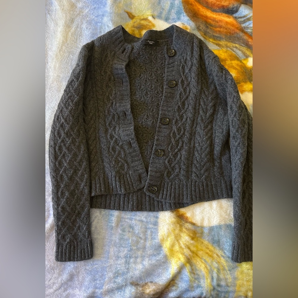Max Mara Cozy Gray Cable Knit Sweater